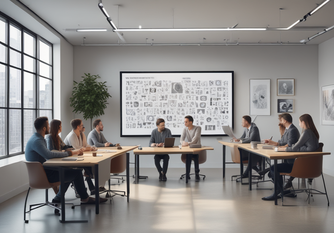 Team discusses AI social content